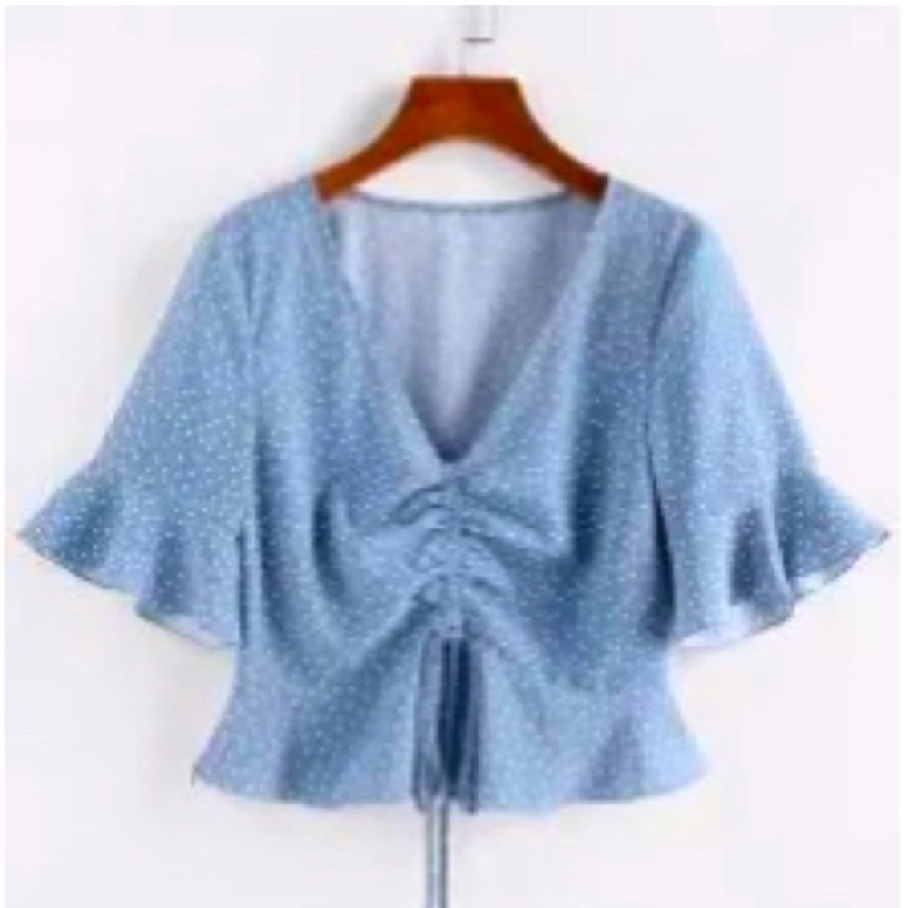 Polka dot flare sleeve top